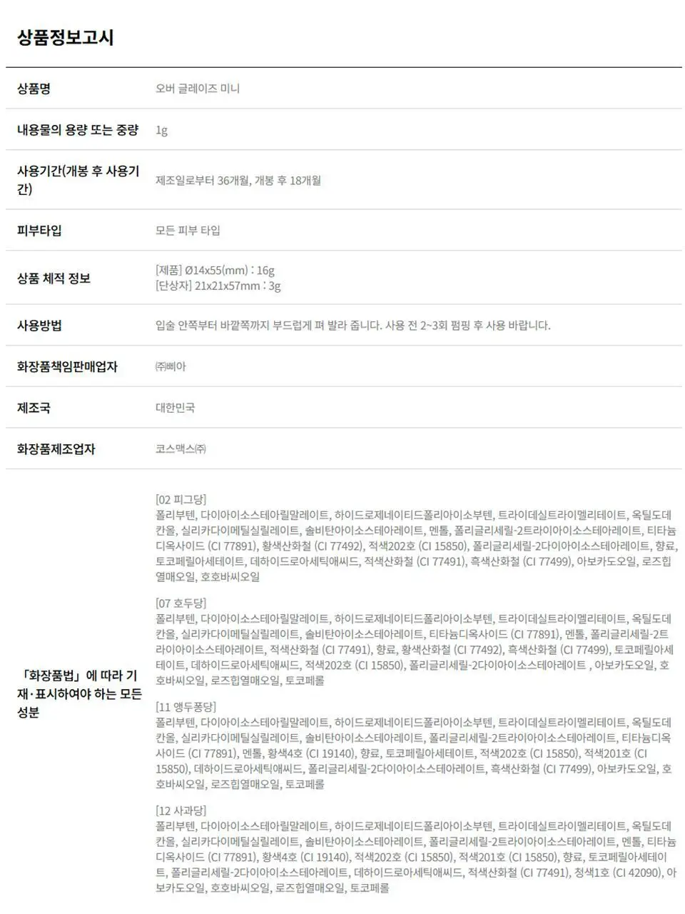 [MINI] 삐아 오버 글레이즈 미니 4종 (기획/단품) 상세페이지 26